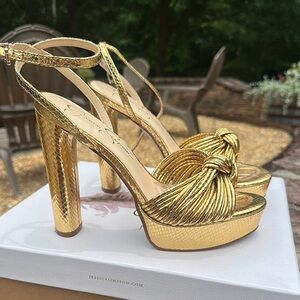 Jessica Simpson Immie Gold Strappy Platform Heels